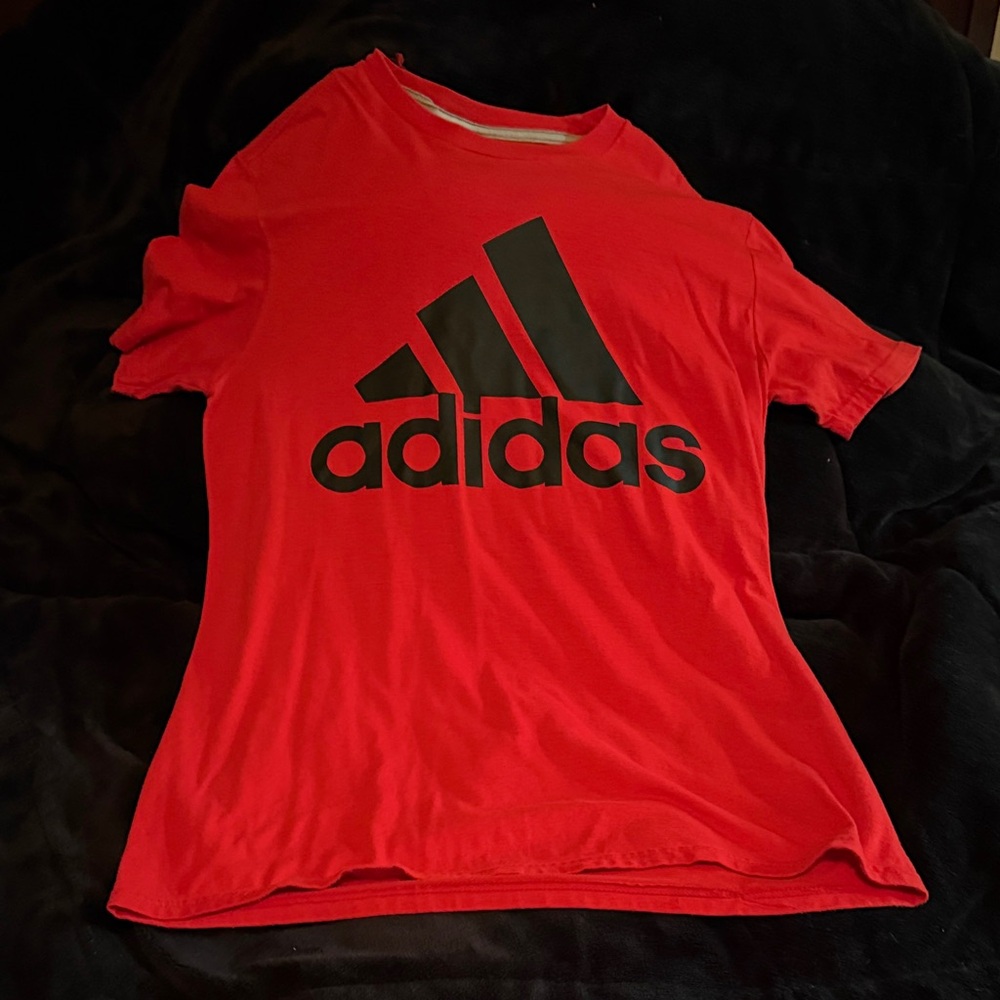 Adidas Men's Red Tee with Black Logo